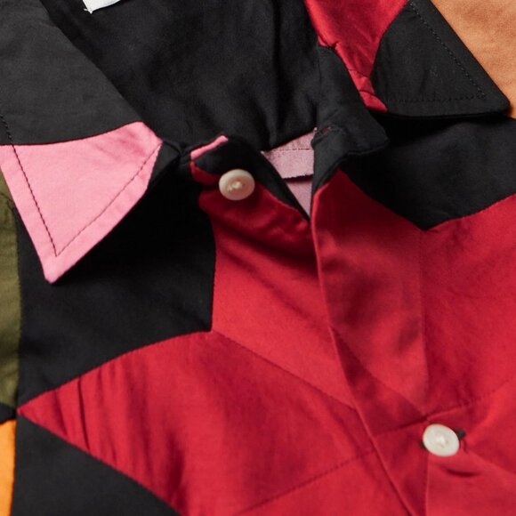 BODE - Rainbow Star Quilt Patchwork Cotton Shirt - Black / Large - Picture 9 of 10